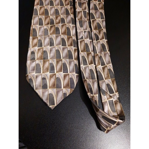 Pierre Cardin 100% Silk Geometric Multicolor Neutral Tie - Picture 2 of 5